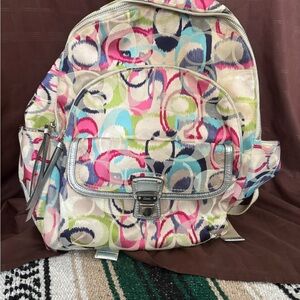 Authentic Coach Colorful Quilted Backpack | Silver Trim | Pre-Owned